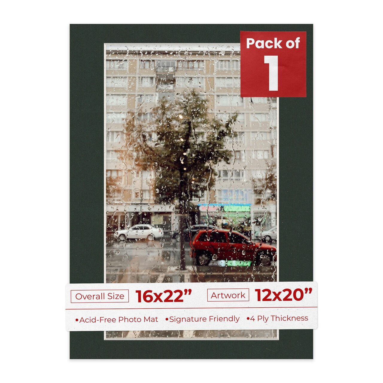 Textured Black Mat Board for 16x22 Frames - Fits 12x20 Photos